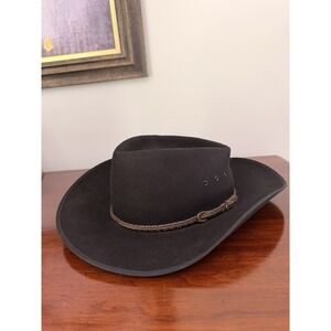 Akubra Australia Outback Trading Co Cattleman Black Hat Pure Fur Feit 56
